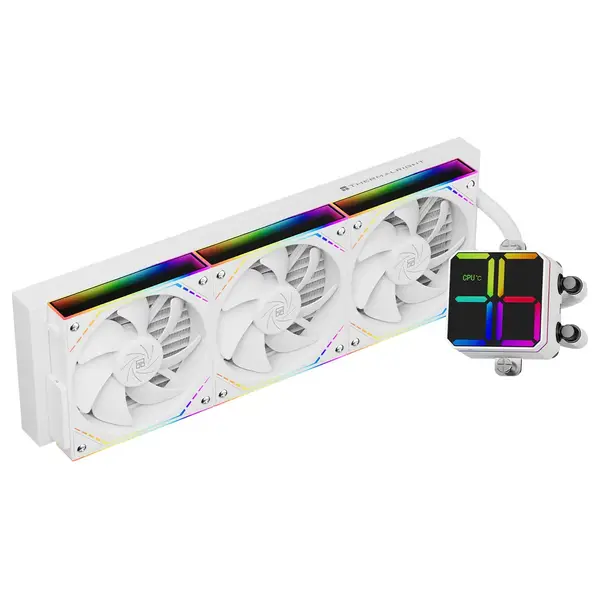 Thermalright Magic QUBE 360 ARGB Liquid CPU Cooler, 360mm Radiator 397x120x52mm, 2000RPM PWM Fans, ARGB Digital Screen, Wireless Splice 3 Fan, White