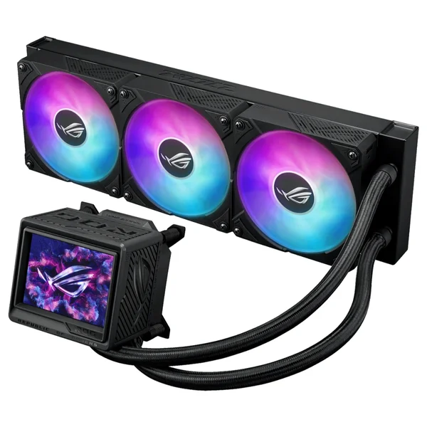 ASUS ROG RYUJIN III 360 ARGB Extreme CPU Liquid Cooler, 3.5 Inch 480p 60Hz Full Color LCD, 3x120mm ROG Magnetic Daisy-chainable Fans Up To 2800RPM, Copper CPU Plate, AM5 AM4 LGA1851 1700 1200 115x